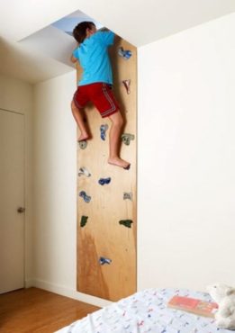 indoor climbing wall in boys bedroom
